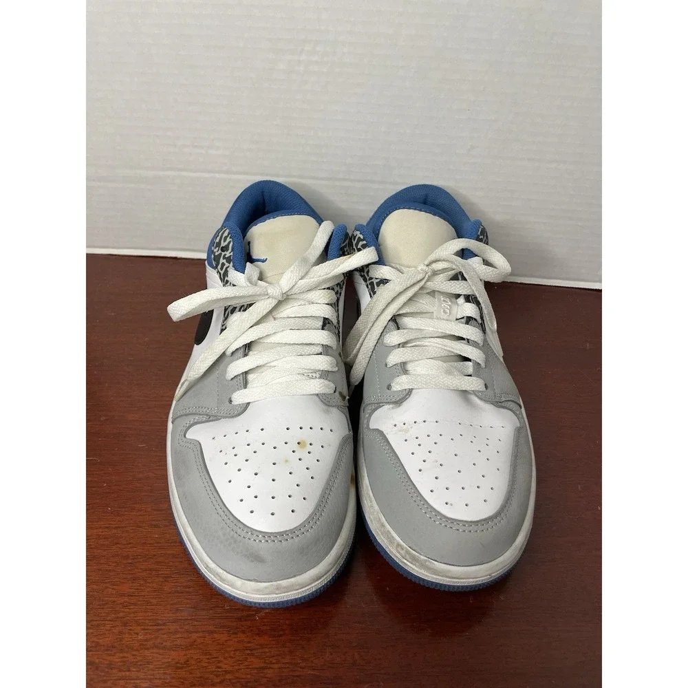 Air Jordan 1 Low SE True Blue Sneakers White Grey Black DM1199-140 Size 9.5 - Picture 2 of 10